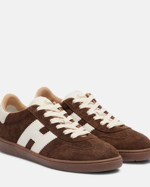 Hogan H647 Leather-Trimmed Suede Sneakers - Brown