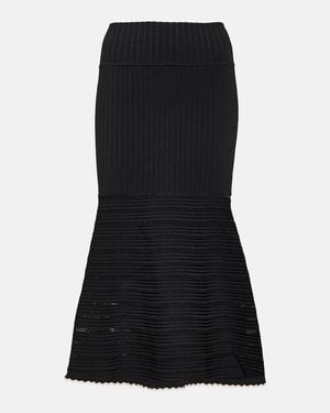 Victoria Beckham High-Rise Scalloped Midi Skirt - Black