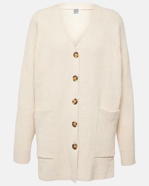 TOTEME Oversized Cotton-Blend Boucle Cardigan - Natural