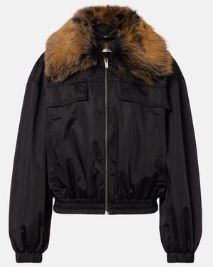 Saint Laurent Shearling-Trimmed Blouson Jacket - Black