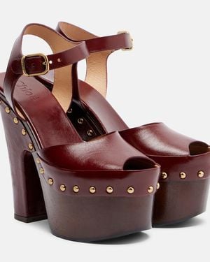 Chloé Meret Leather Platform Sandals - Brown