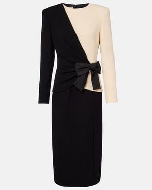 Valentino Silk-Trimmed Virgin Wool Midi Dress - Black