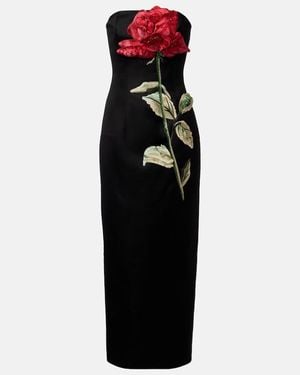 LEO LIN Rayna Floral-Applique Midi Dress - Black