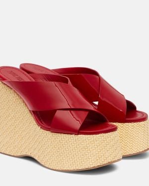 Paris Texas Mara Patent Leather Wedge Mules - Red