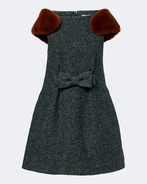 ShuShu/Tong Bow-Detail Minidress - Green