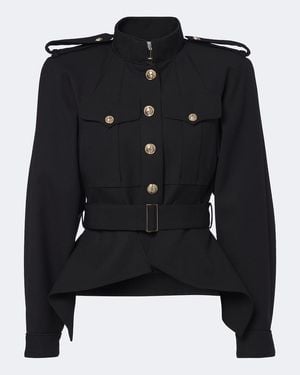 Balmain Belted Wool Jacket - Black