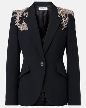 McQueen Embellished Crepe Blazer - Black