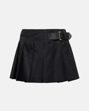 Prada Pleated Gabardine Miniskirt - Black