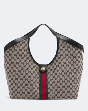 Gucci Giglio Large Gg Canvas Tote Bag - Grey