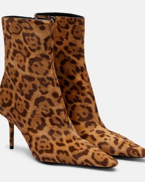 Saint Laurent Ashley 75 Calf Hair Ankle Boots - Brown