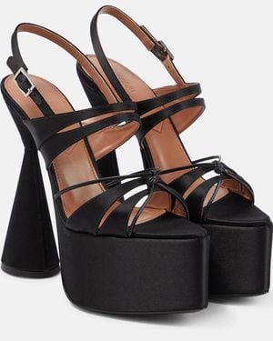 D'Accori Belle Satin Platform Sandals - Black