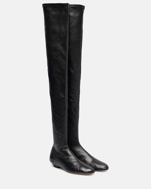 KHAITE Apollo Leather Over-The-Knee Boots - Black