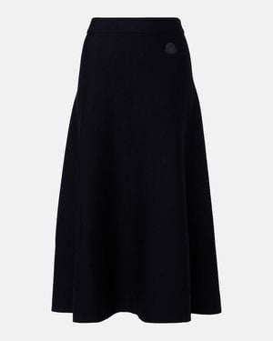 Moncler Wool-Blend Midi Skirt - Black