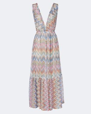 Missoni Zigzag Tiered Tulle Beach Dress - Purple