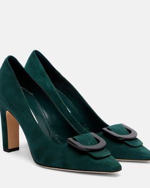 Manolo Blahnik Beti 105 Suede Court Shoes - Green