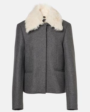 TOTEME Shearling-Trimmed Wool-Blend Jacket - Black