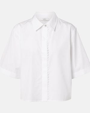 Vince Scalloped Cotton Poplin Shirt - White
