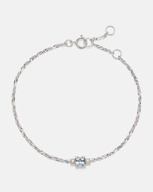 STONE AND STRAND Delicate 14Kt Bracelet With Aquamarine And Pearls - Metallic