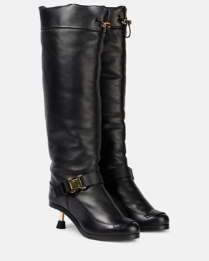 Sacai Leather Knee-High Boots - Black