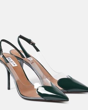 Alaïa Le Cour 90 Patent Leather And Pu Slingback Pumps - Green