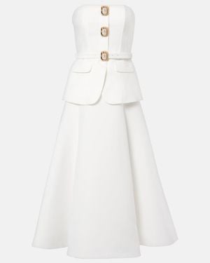 Self-Portrait Bridal Strapless Taffeta Midi Dress - White