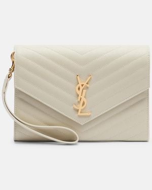 Saint Laurent Cassandre Matelassé Flap Pouch - Natural