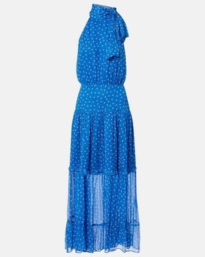 RIXO London Vestido Midi Layla Con Lunares - Azul