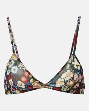 KHAITE Talita Floral Silk Bra Top - Brown