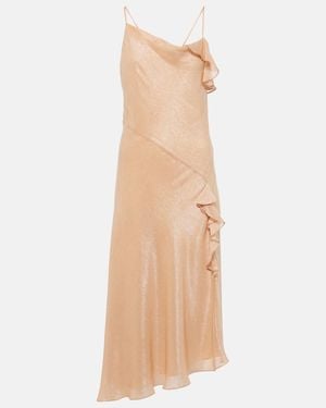 Victoria Beckham Bias Cami Lurex Twill Slip Dress - Natural