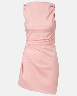 STAUD Callie Asymmetric Cotton Minidress - Pink