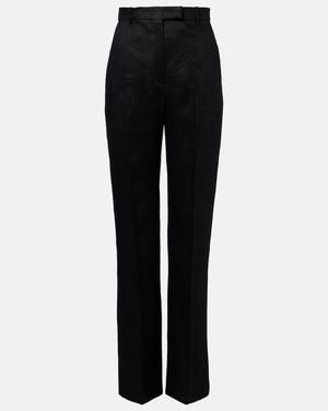 McQueen High-Rise Wool Flared Trousers - Black