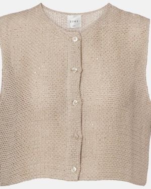 Leset Stella Sequined Linen-Blend Top - Natural