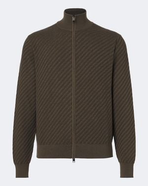 Brioni Jersey De Algodon, Seda Y Cachemir En Jacquard - Verde