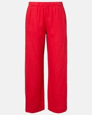 Velvet Lola Linen Wide-Leg Pants - Red