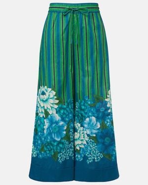 ALÉMAIS Margo Printed Cotton Wide-Leg Pants - Green