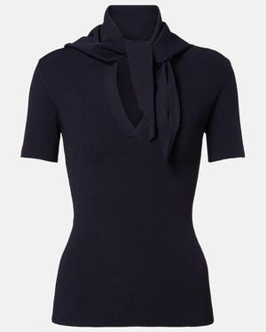 Max Mara Top Acanalado De Punto Con Panuelo - Azul