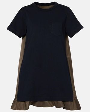 Sacai Jersey And Twill Minidress - Black