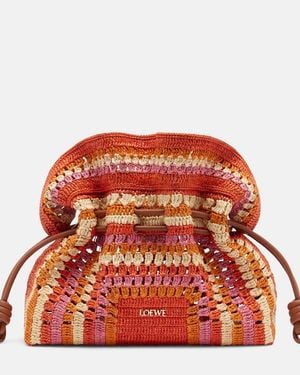Loewe Paula's Ibiza Clutch Flamenco Medium Aus Raffiabast - Rot