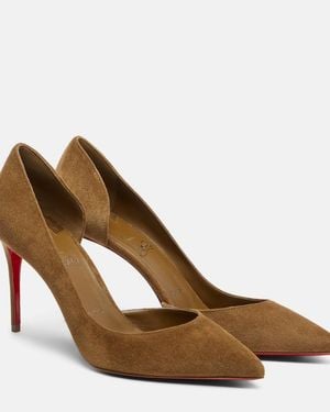 Christian Louboutin Iriza 85 Suede Court Shoes - Brown