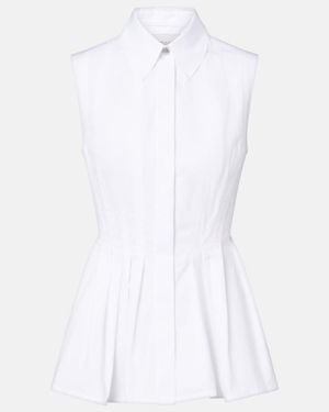 Sportmax Certosa Peplum Cotton Poplin Shirt - White