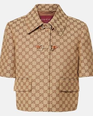 Gucci Horsebit Gg Canvas Jacket - Brown