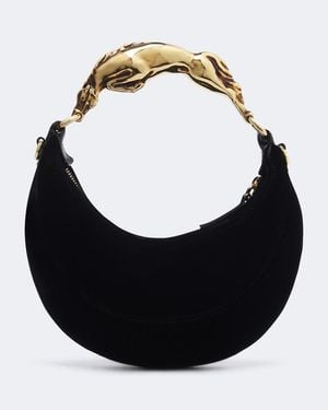 Chloé Chain Horse Small Velvet Shoulder Bag - Black