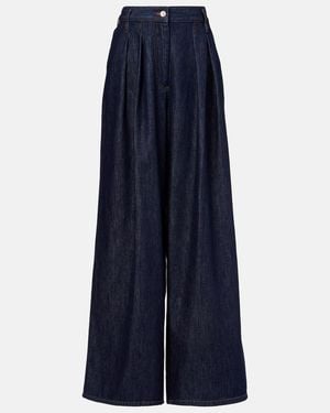 Dries Van Noten Pleated High-Rise Wide-Leg Jeans - Blue