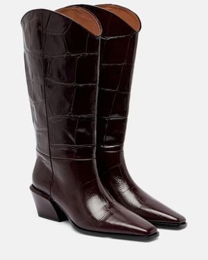 Paris Texas Bettina 50 Croc-Effect Leather Cowboy Boots - Brown