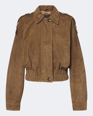 7 For All Mankind Suede Blouson Jacket - Brown