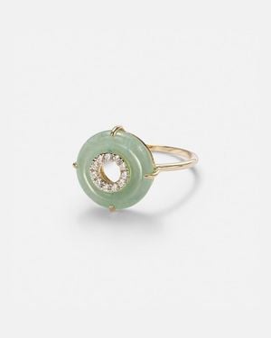 Mateo 14Kt Ring With Jade And Diamonds - White