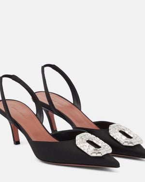 AMINA MUADDI Camelia Satin Slingback Court Shoes - Black
