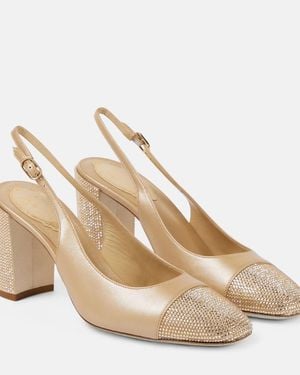Rene Caovilla Verzierte Slingback-Pumps Kristen Aus Metallic-Leder - Natur