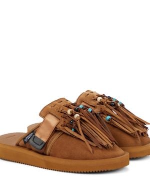 Alanui X Suicoke Zavo Suede Slippers - Brown