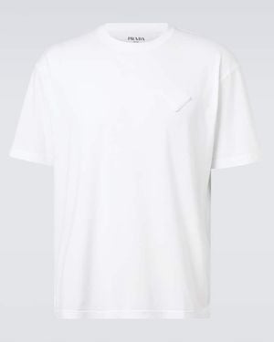 Prada T-Shirt Aus Baumwoll-Jersey - Weiß